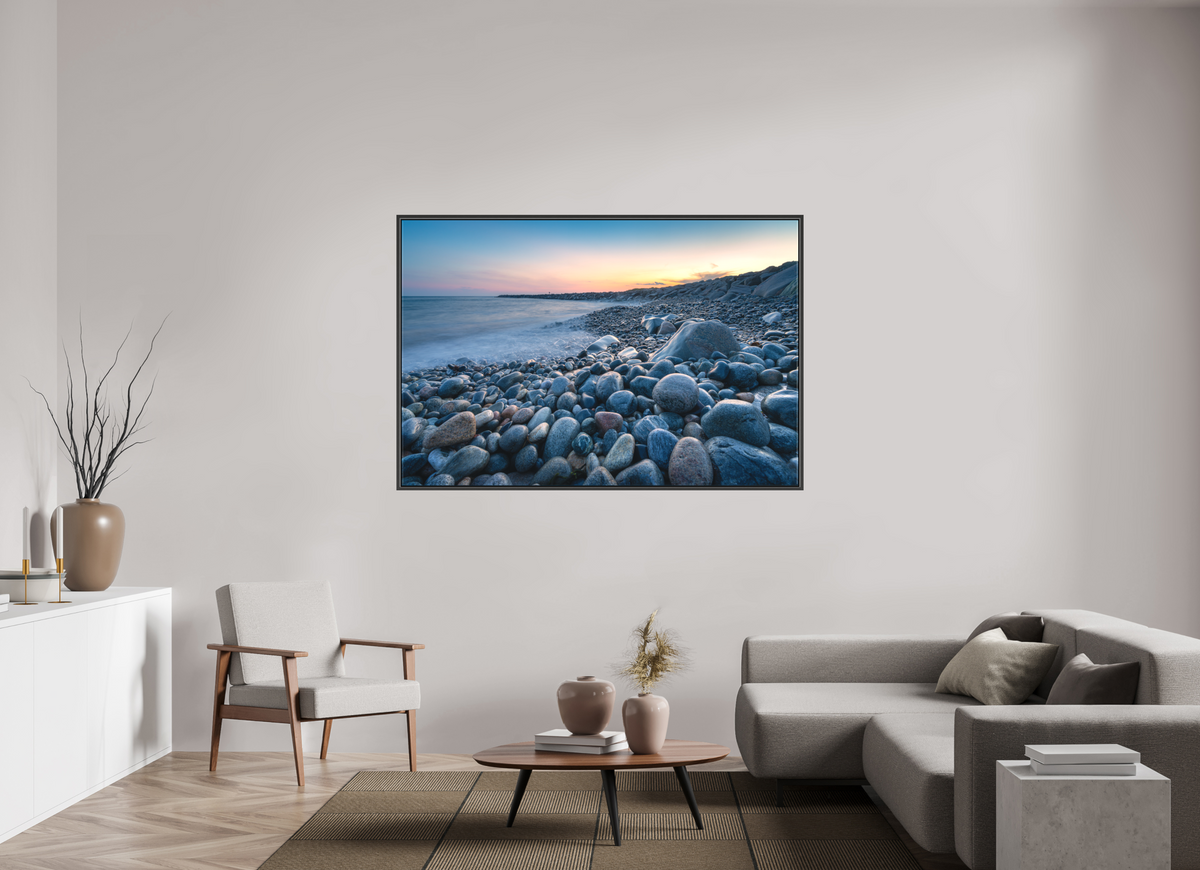 66 x 44″, Matte Canvas Print with Black Wood Floater Frame A Sea of Pebbles at Camp Cronin