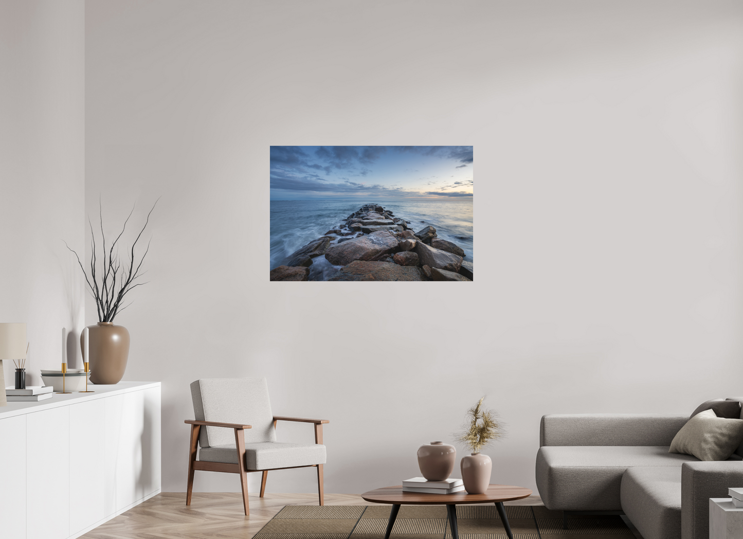 45 x 30″, Matte Photo Print on Fuji Crystal DP II Roger Wheeler State Beach at Blue Hour