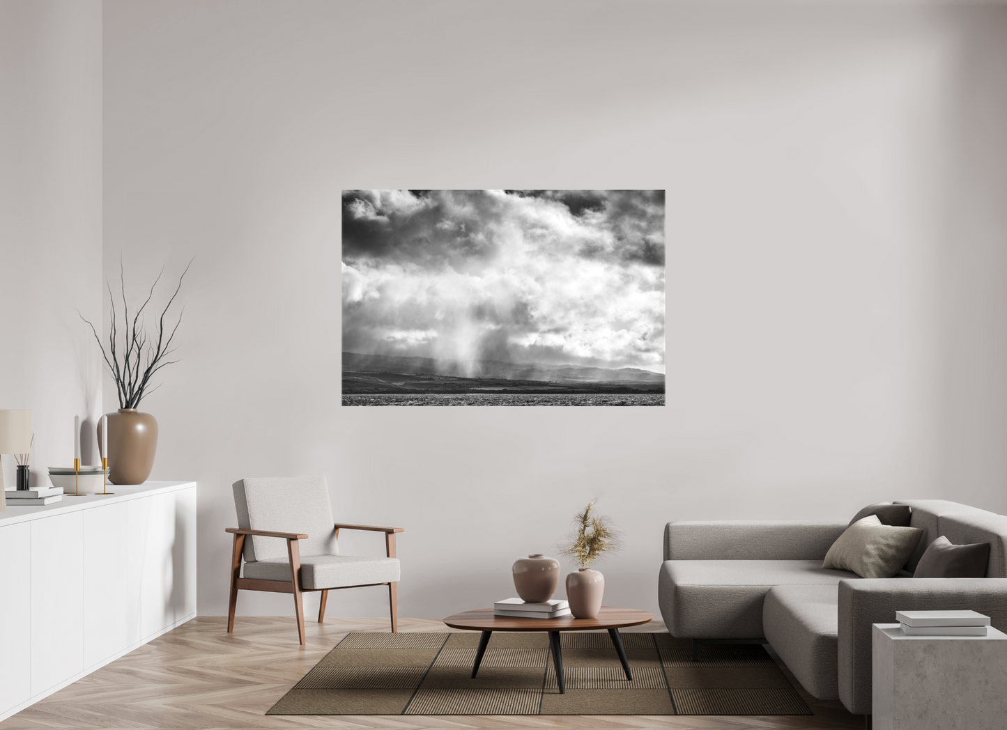 66 x 44″, Matte Canvas Print Rain Showers Along the Napali Coast