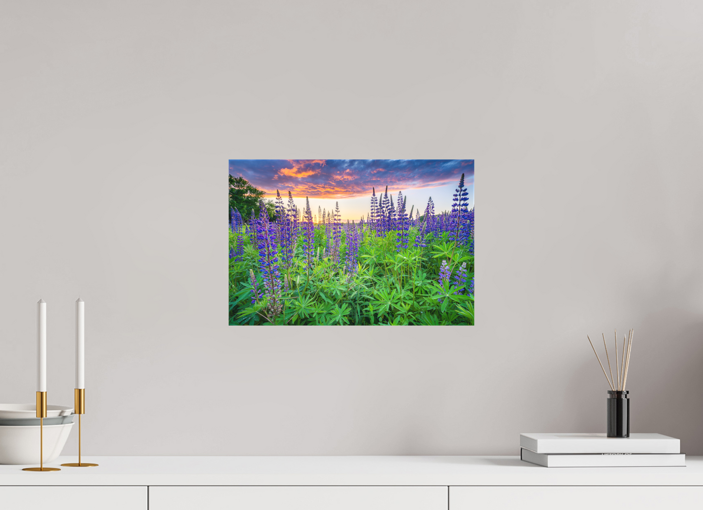 15 x 10″, Matte Canvas Print Lupine Sunset
