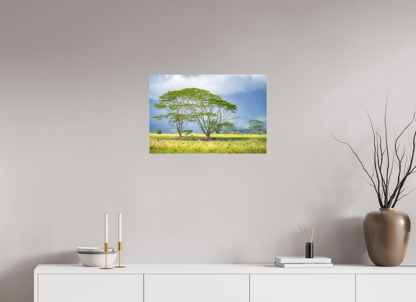 24 x 16″, Matte Canvas Print Savanna Trees of Kauai