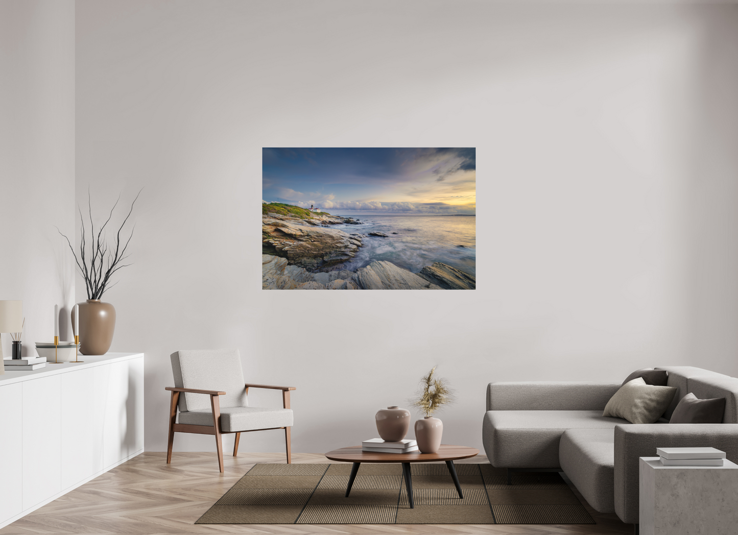 60 x 40″, Matte Photo Print on Fuji Crystal DP II Twilight at Beavertail Lighthouse