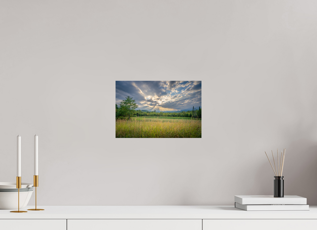 12 x 8″, Premium ChromaLuxe HD Aluminum Metal Print Mountain Sun Rays