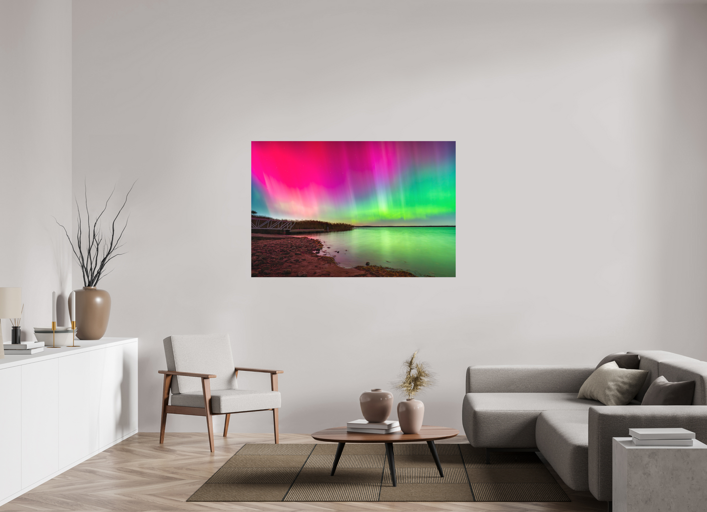 60 x 40″, Matte Photo Print on Fuji Crystal DP II Aurora Borealis Over Wordens Pond