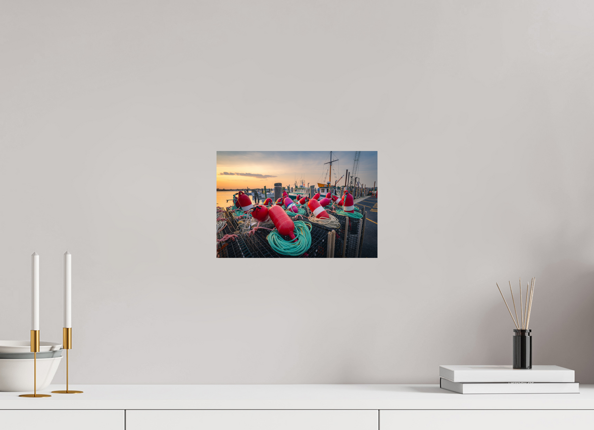 12 x 8″, Premium ChromaLuxe HD Aluminum Metal Print Buoys, Boats, and Lobster Pots