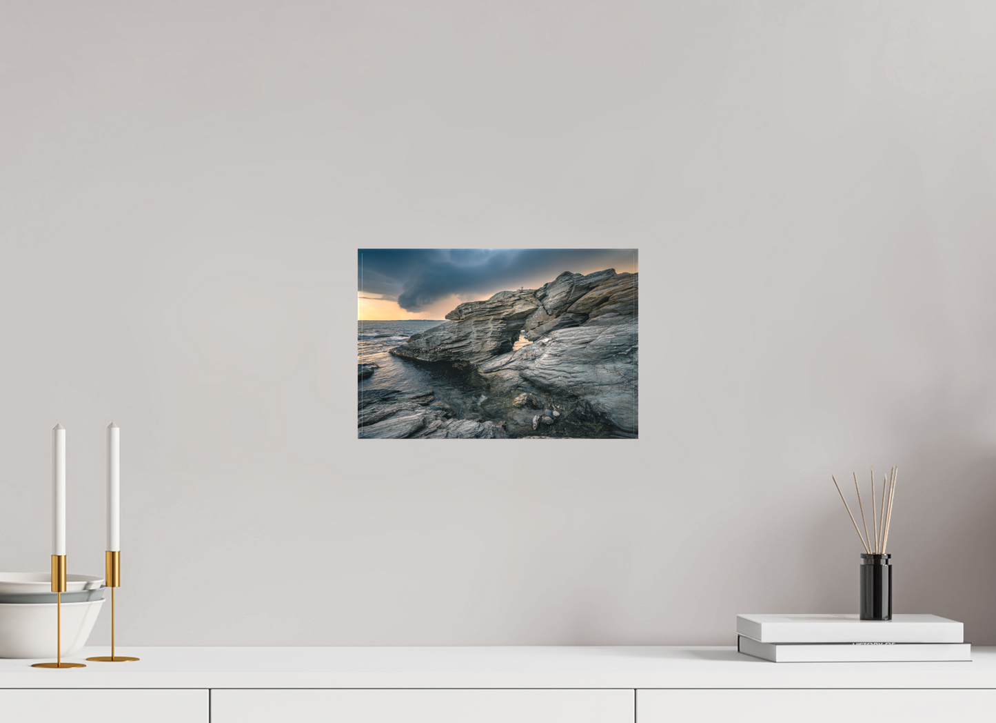 12 x 8″, Matte Canvas Print Thunderstorm Over Beavertail Arch