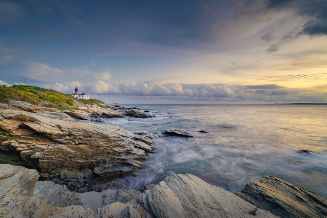 Main image Twilight at Beavertail Lighthouse
