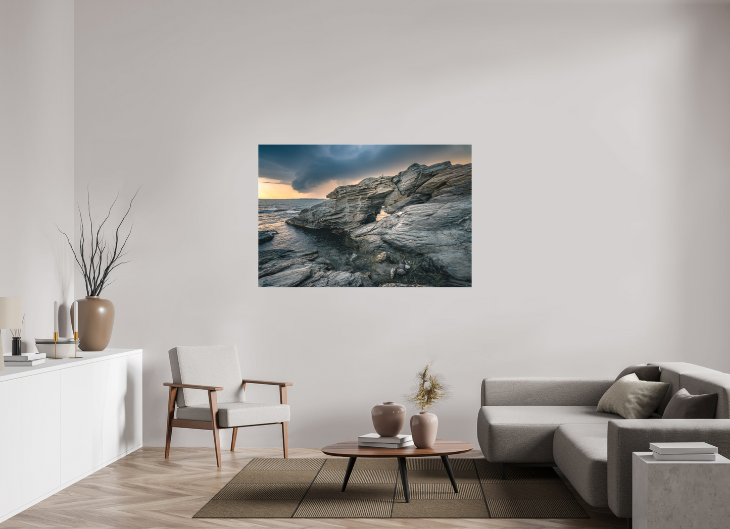 60 x 40″, Matte Canvas Print Thunderstorm Over Beavertail Arch