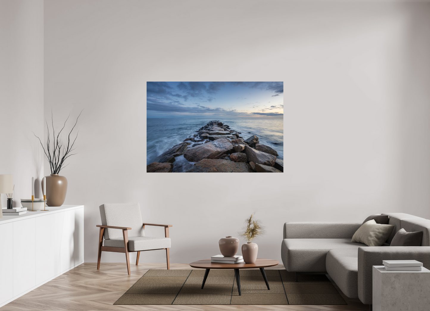 66 x 44″, Photo Print on Fujiflex High Gloss Roger Wheeler State Beach at Blue Hour