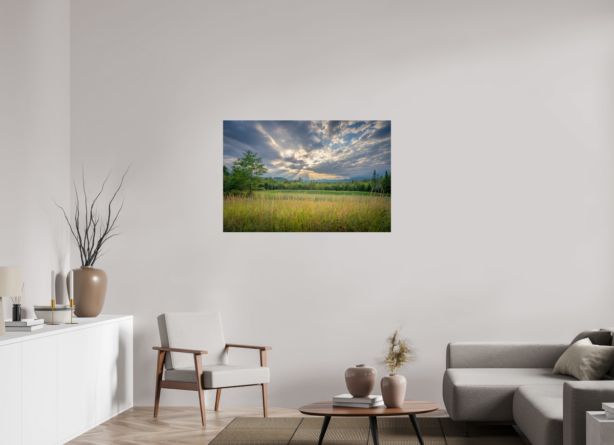 45 x 30″, Premium Metallic Effect Photo Print on Fuji Crystal Pearl Paper Mountain Sun Rays