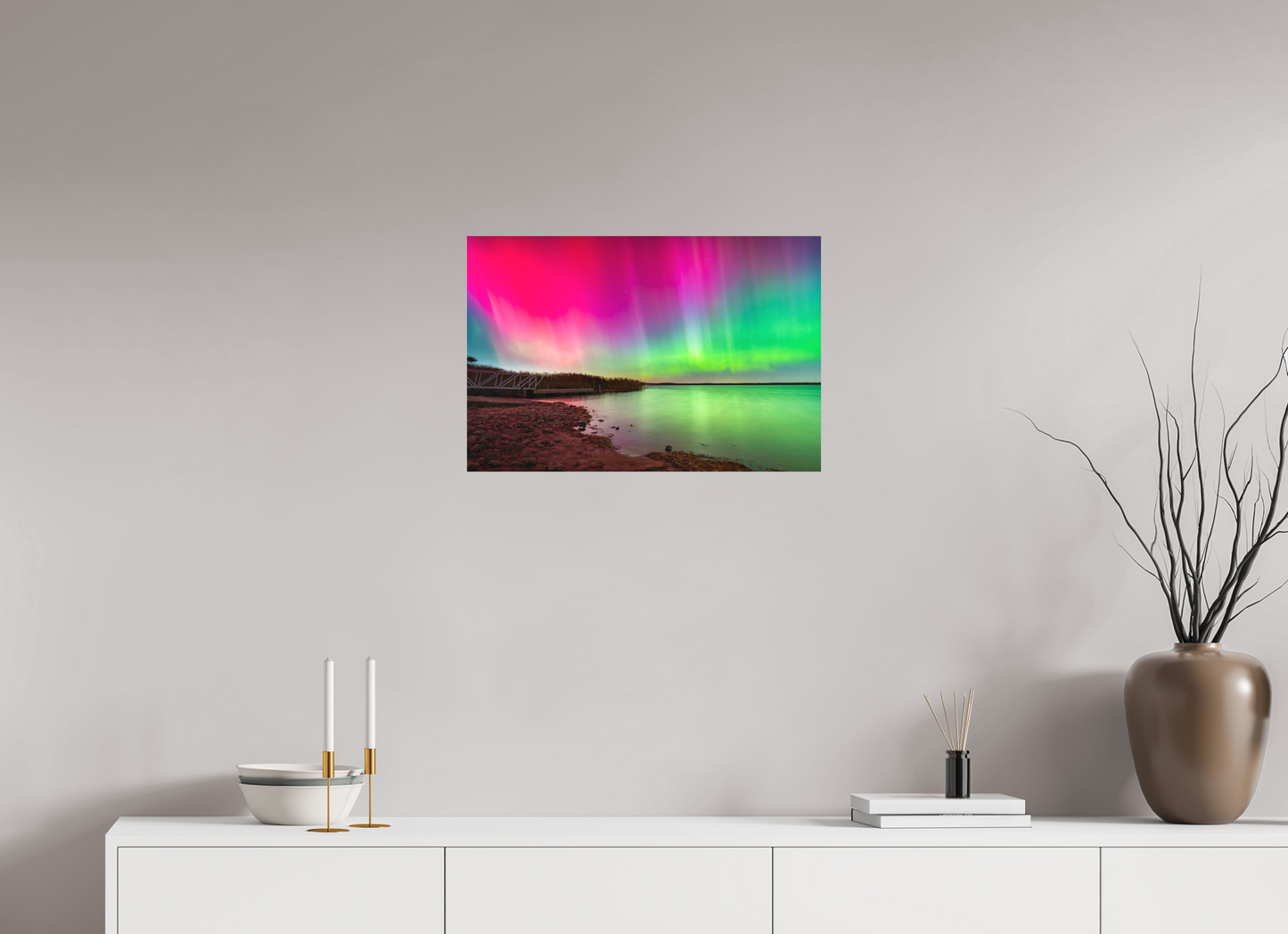 24 x 16″, Matte Photo Print on Fuji Crystal DP II Aurora Borealis Over Wordens Pond