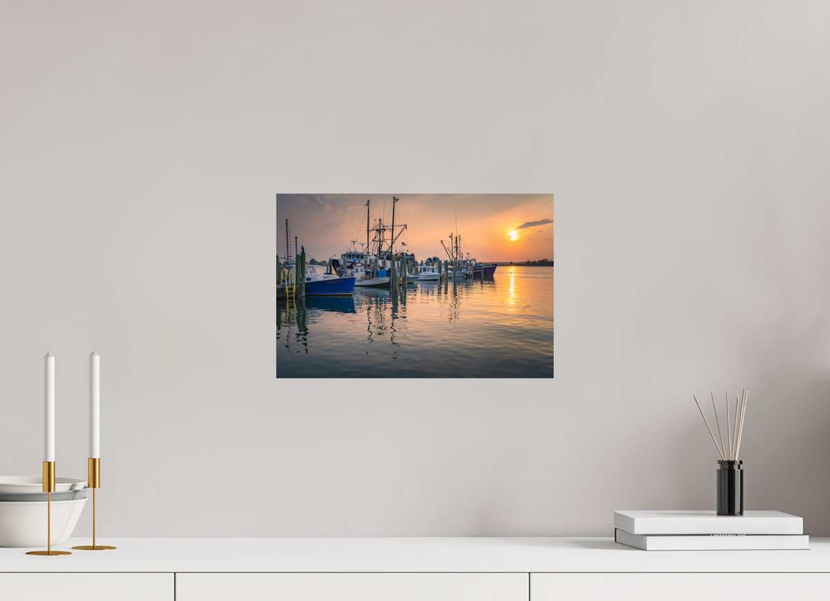 15 x 10″, Premium Metallic Effect Photo Print on Fuji Crystal Pearl Paper Boats at Sunset