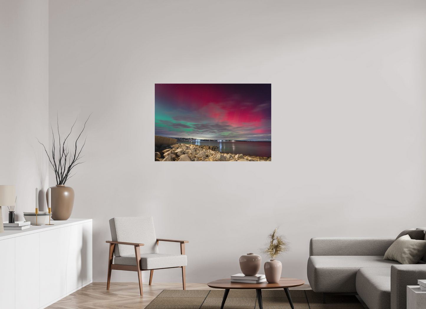 45 x 30″, Basic Matte Photo Print on Fuji Crystal DP II Paper The Aurora Borealis over Narragansett Beach