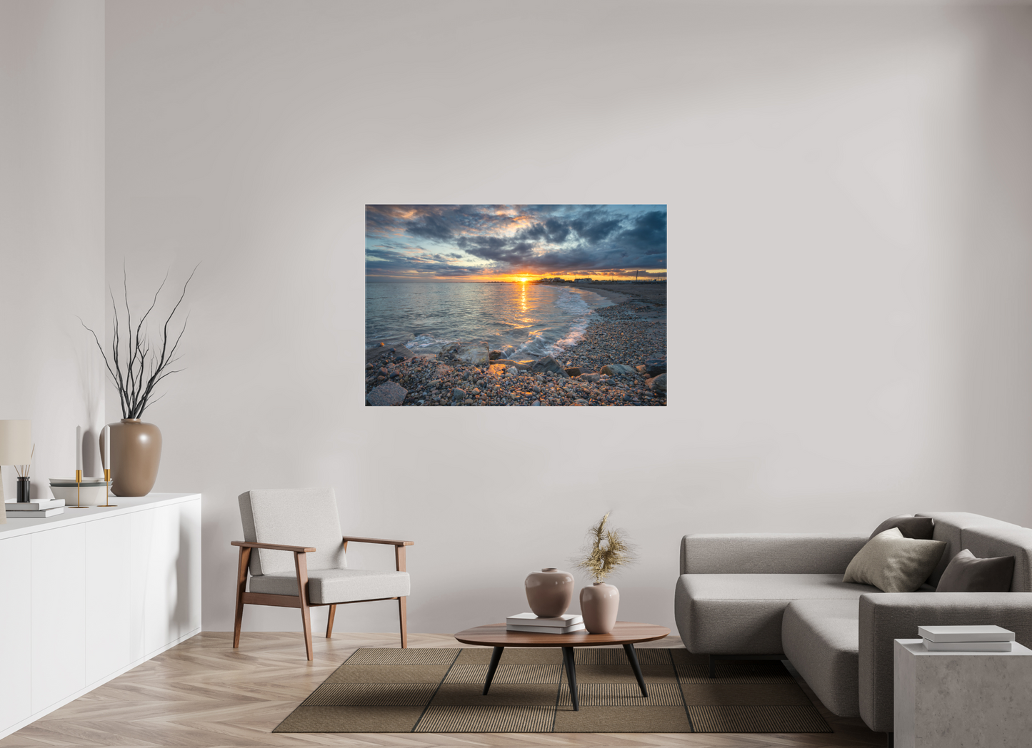 60 x 40″, Matte Canvas Print Roger Wheeler State Beach Sunset