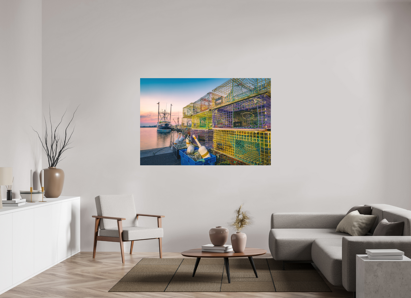 66 x 44″, Basic Matte Photo Print on Fuji Crystal DP II Paper A Wall of Colorful Lobster Pots