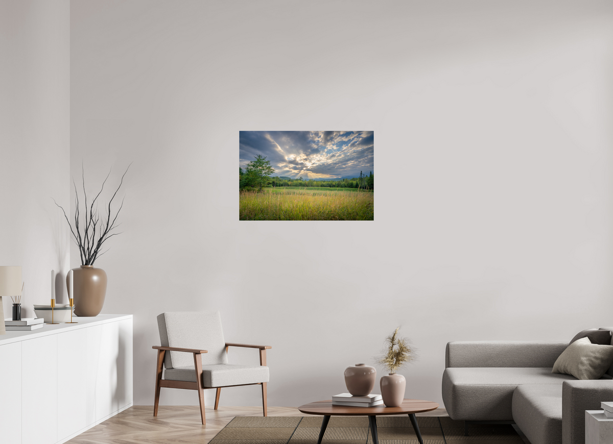 36 x 24″, Premium ChromaLuxe HD Aluminum Metal Print Mountain Sun Rays
