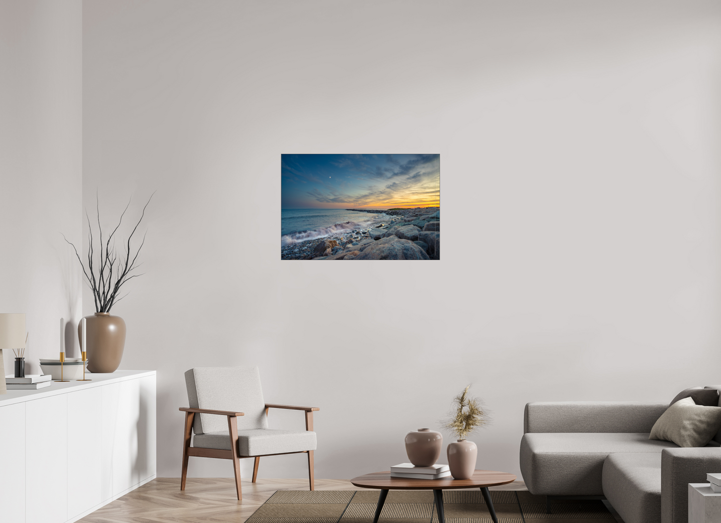 36 x 24″, Photo Print under Acrylic Glass with Black Slimline Case Sunset at Camp Cronin