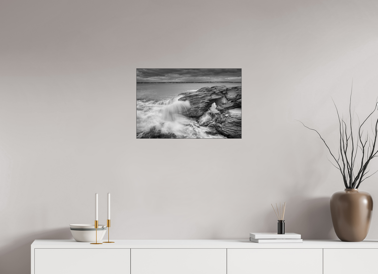 24 x 16″, Photo Print under Acrylic Glass with Black Slimline Case Waves Over Arches