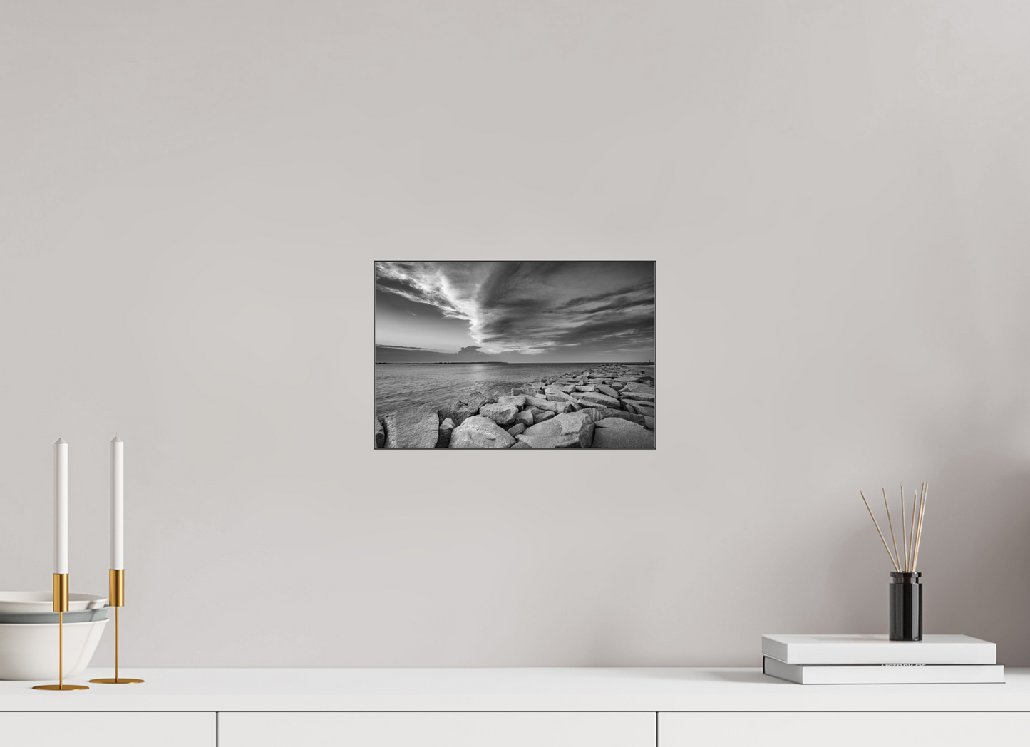12 x 8″, Photo Print under Acrylic Glass with Black Slimline Case Overlooking Old Harbor