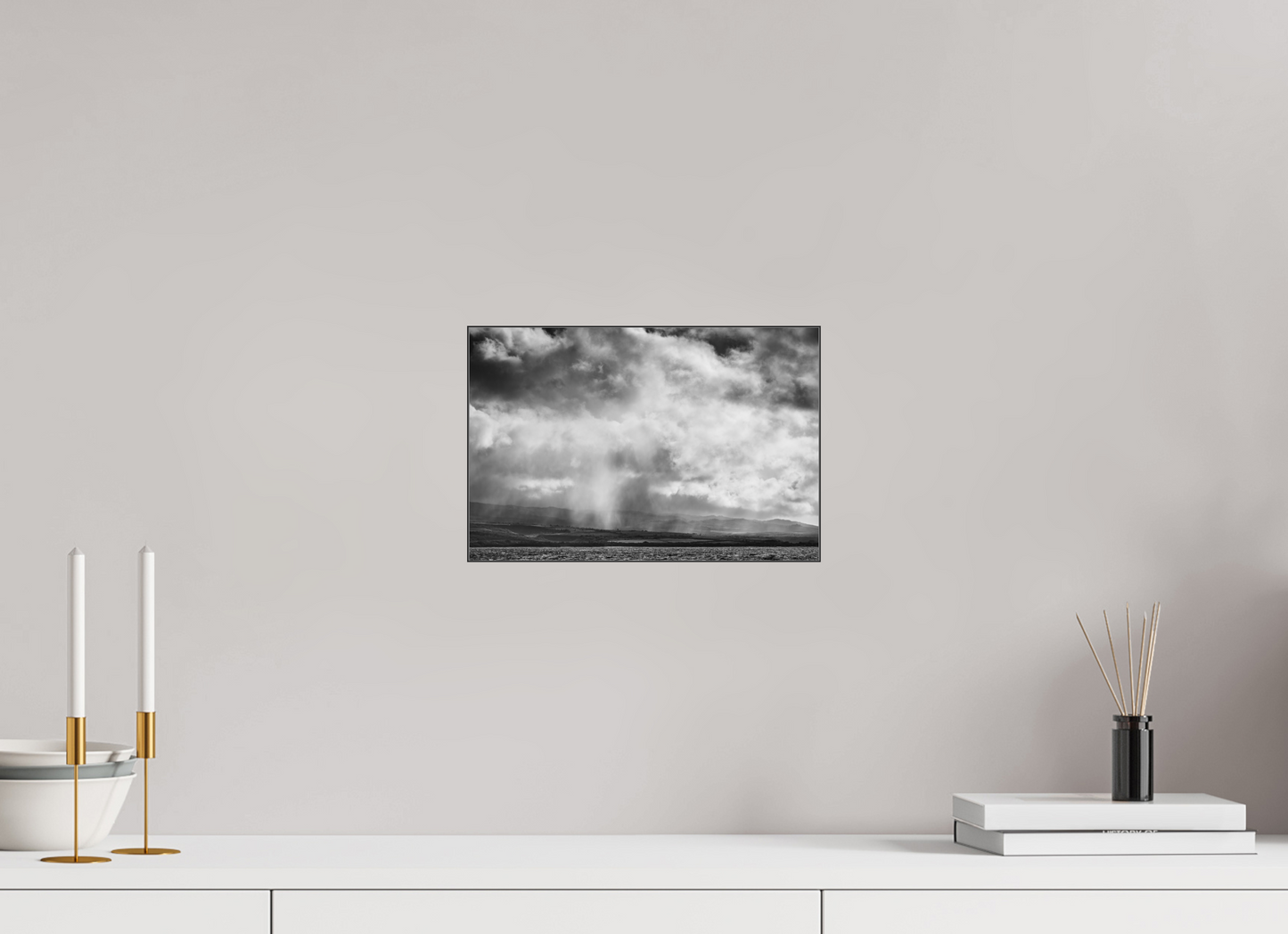 12 x 8″, Photo Print under Acrylic Glass with Black Slimline Case Rain Showers Along the Napali Coast