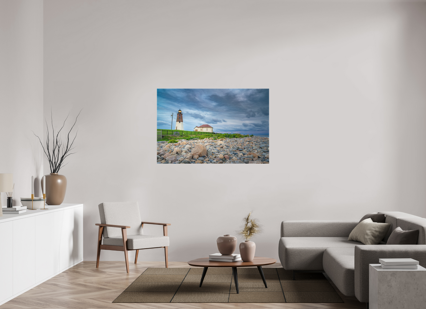 54 x 36″, Matte Canvas Print The Point Judith Lighthouse