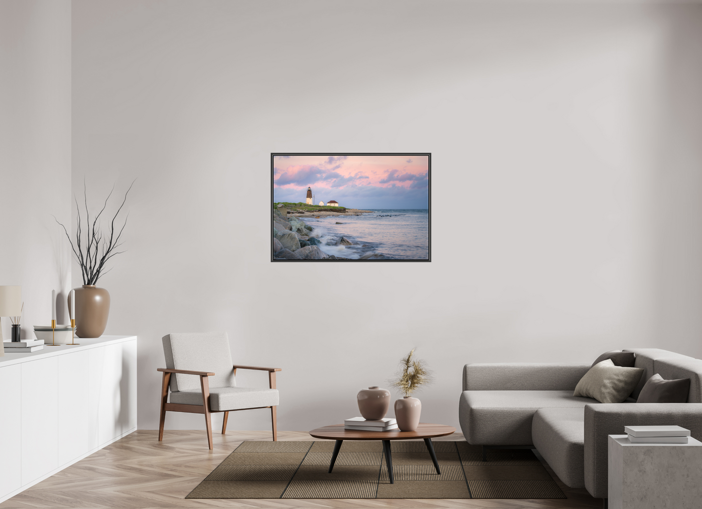 45 x 30″, Matte Canvas Print with Black Wood Floater Frame Quiet Sunset at Camp Cronin