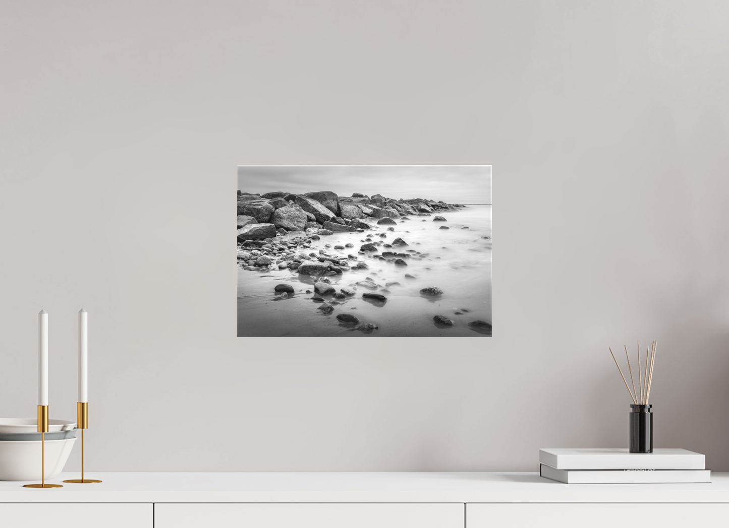 15 x 10″, Matte Canvas Print Overcast Morning at Sand Hill Cove
