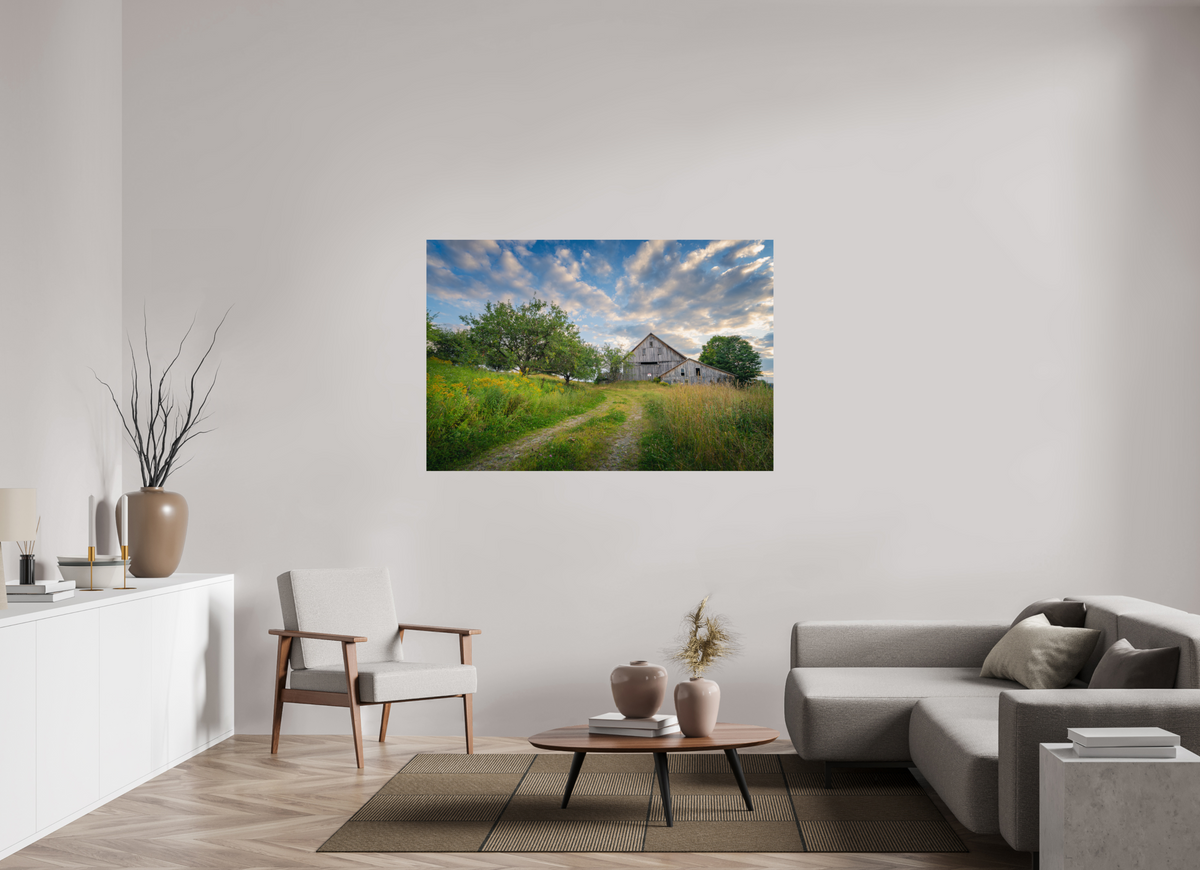 60 x 40″, Premium Metallic Effect Photo Print on Fuji Crystal Pearl Paper Countryside Barn