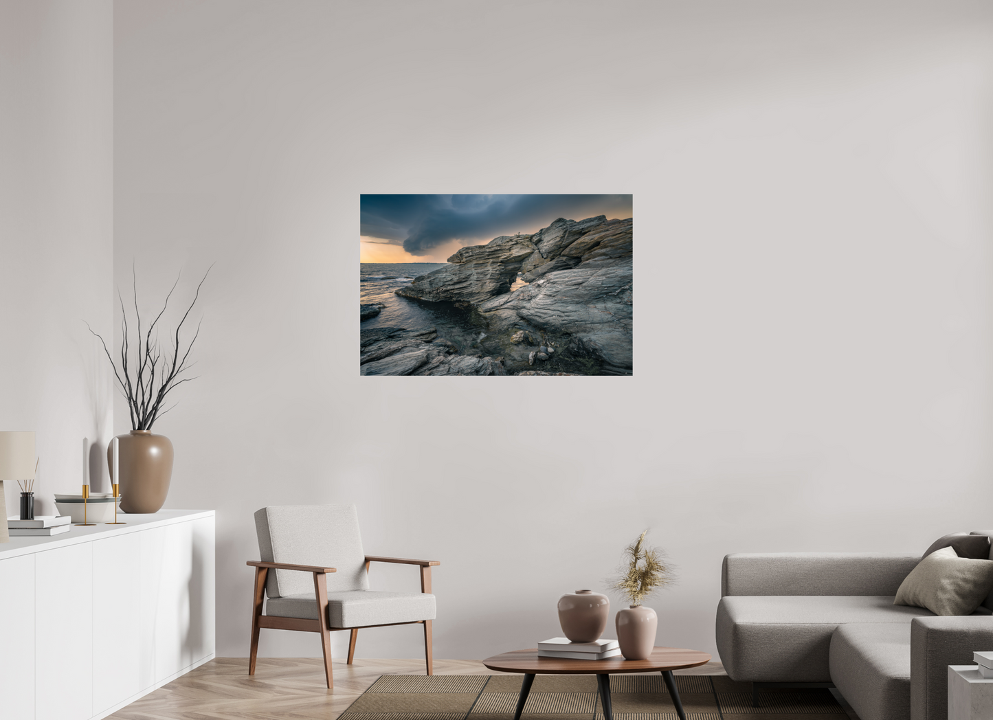 45 x 30″, Premium ChromaLuxe HD Aluminum Metal Print Thunderstorm Over Beavertail Arch