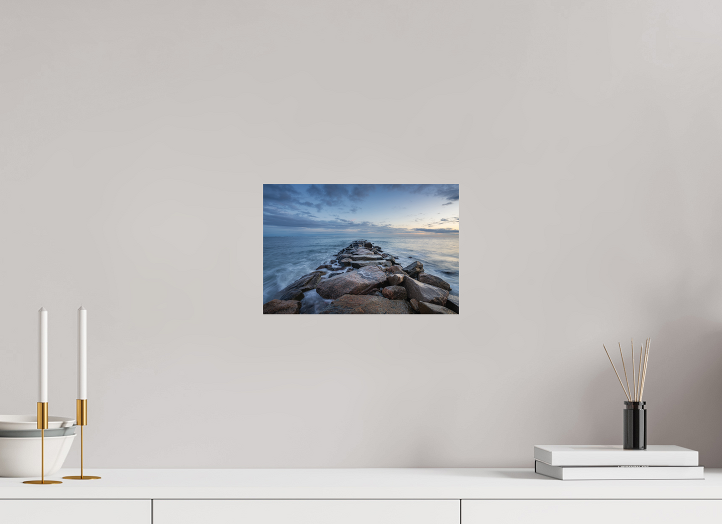 12 x 8″, ChromaLuxe HD Metal Print Roger Wheeler State Beach at Blue Hour