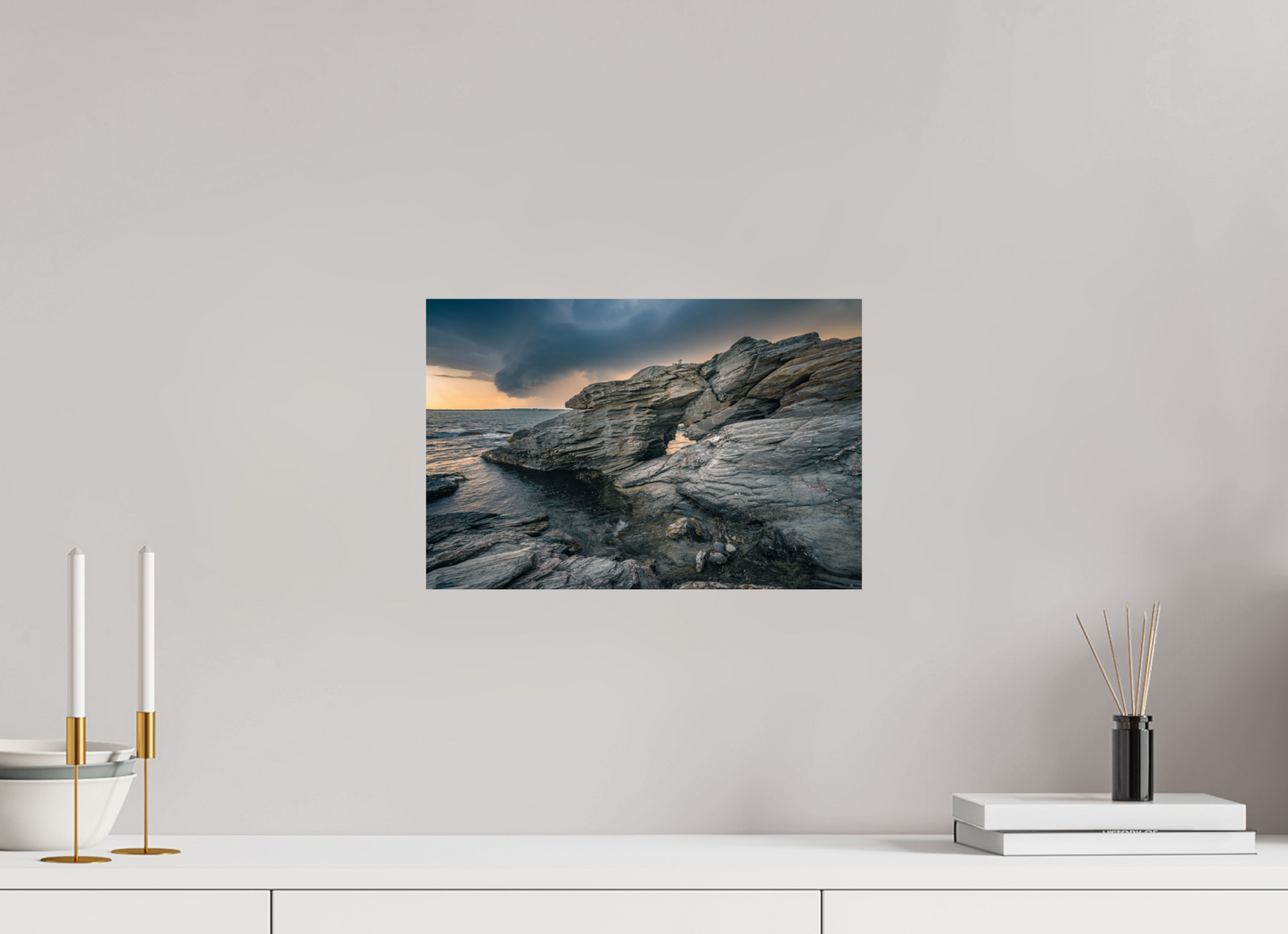 15 x 10″, Premium ChromaLuxe HD Aluminum Metal Print Thunderstorm Over Beavertail Arch