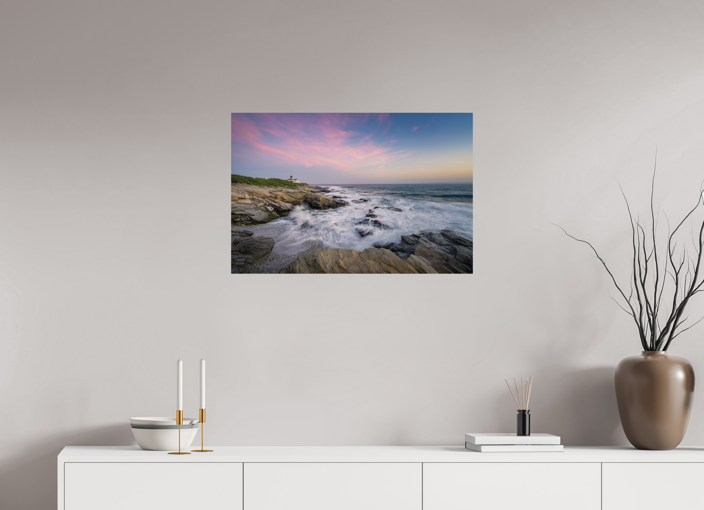 30 x 20″, Premium Metallic Effect Photo Print on Fuji Crystal Pearl Paper Rough Seas at Sunset