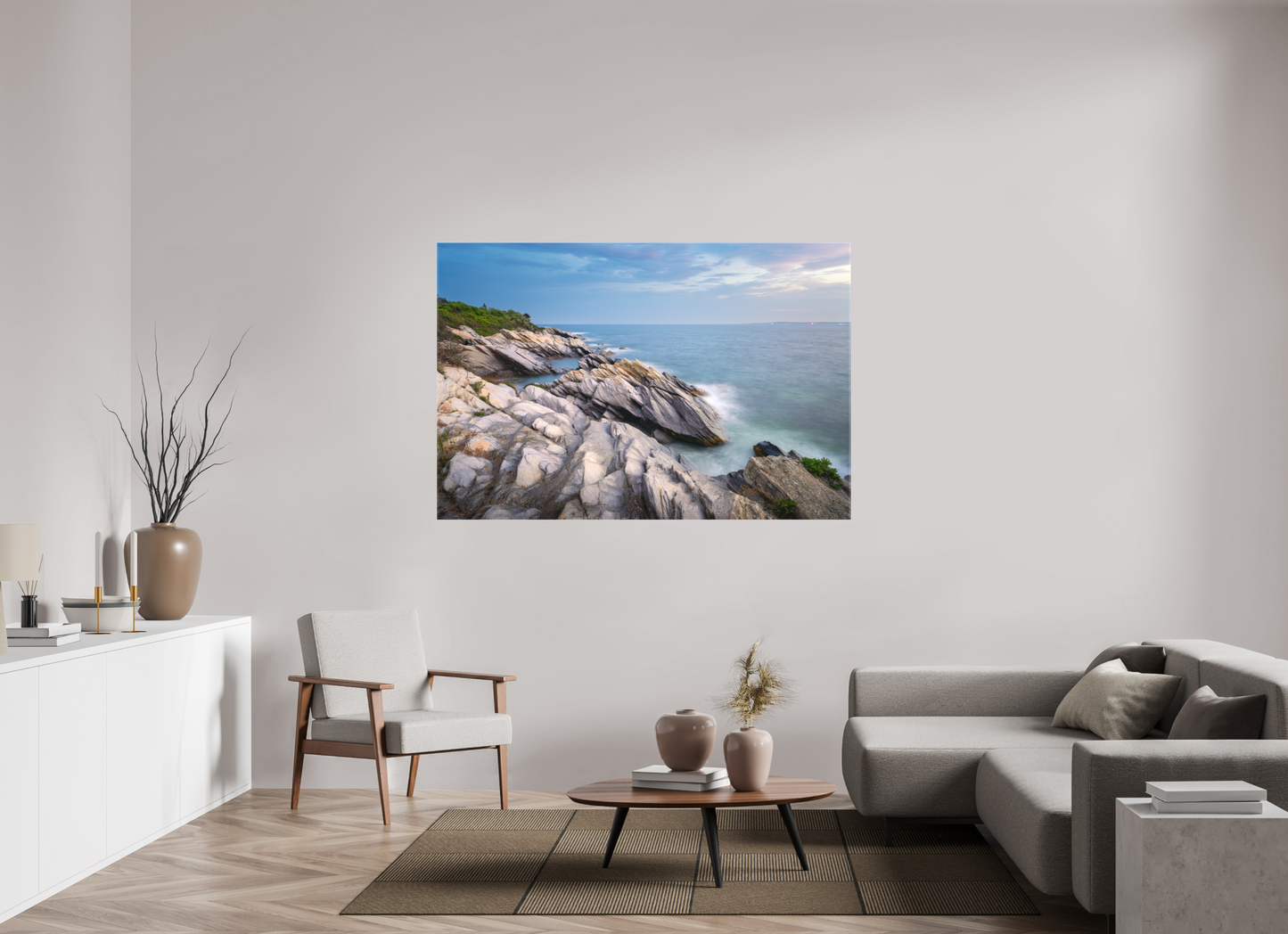 66 x 44″, Matte Canvas Print Blue Hour at Beavertail