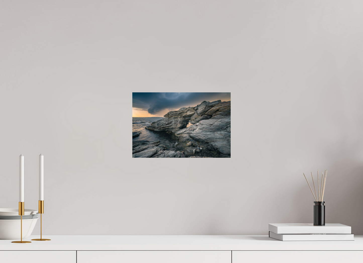 12 x 8″, Premium ChromaLuxe HD Aluminum Metal Print Thunderstorm Over Beavertail Arch