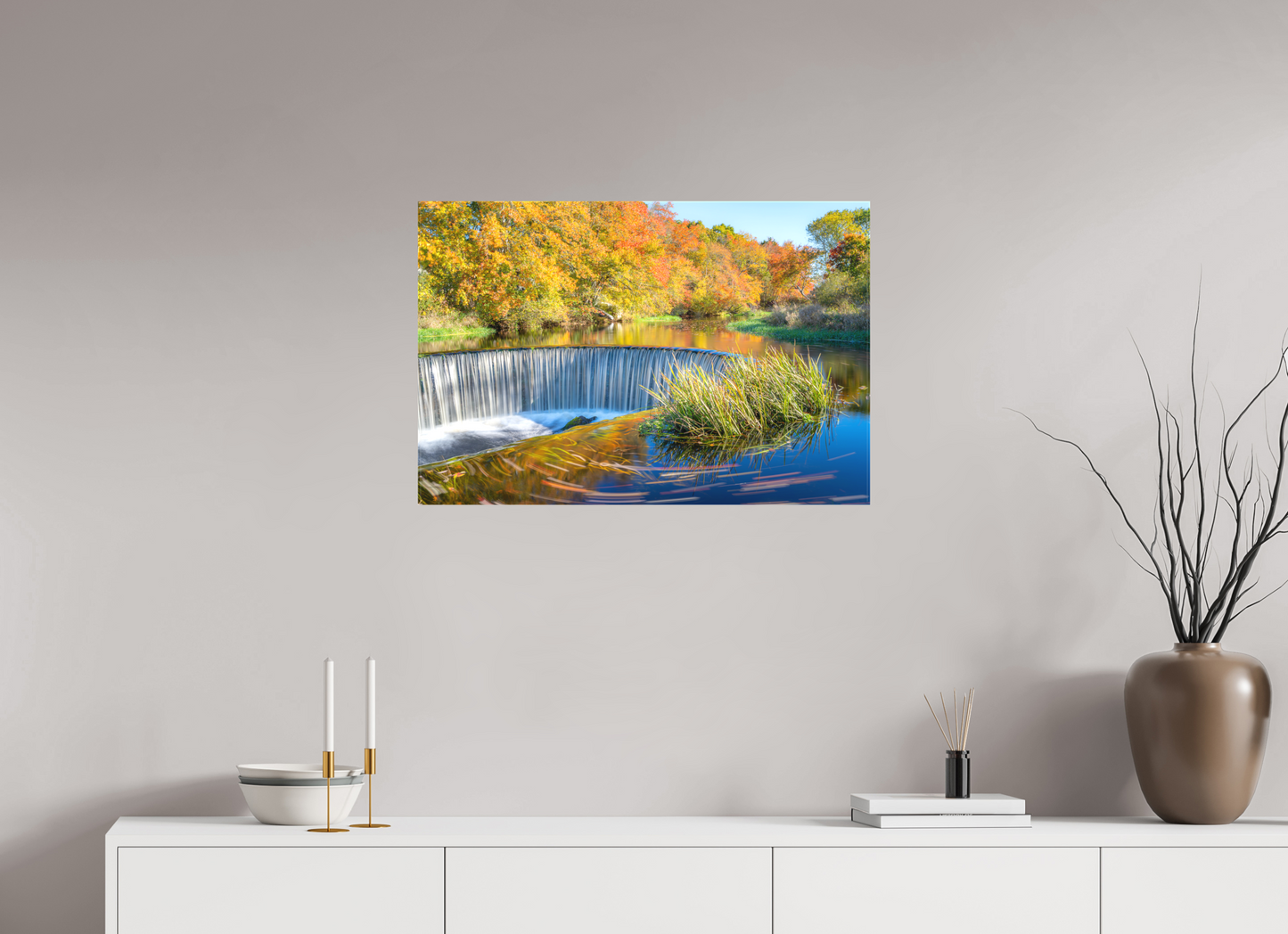 30 x 20″, Matte Canvas Print Peak Fall Colors Over Horseshoe Falls