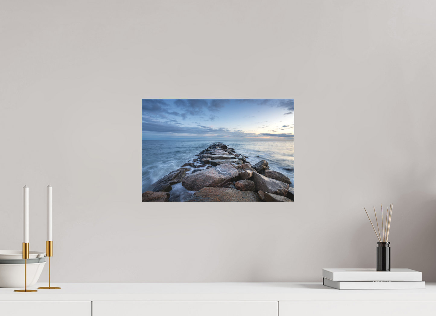 15 x 10″, Matte Canvas Print Roger Wheeler State Beach at Blue Hour
