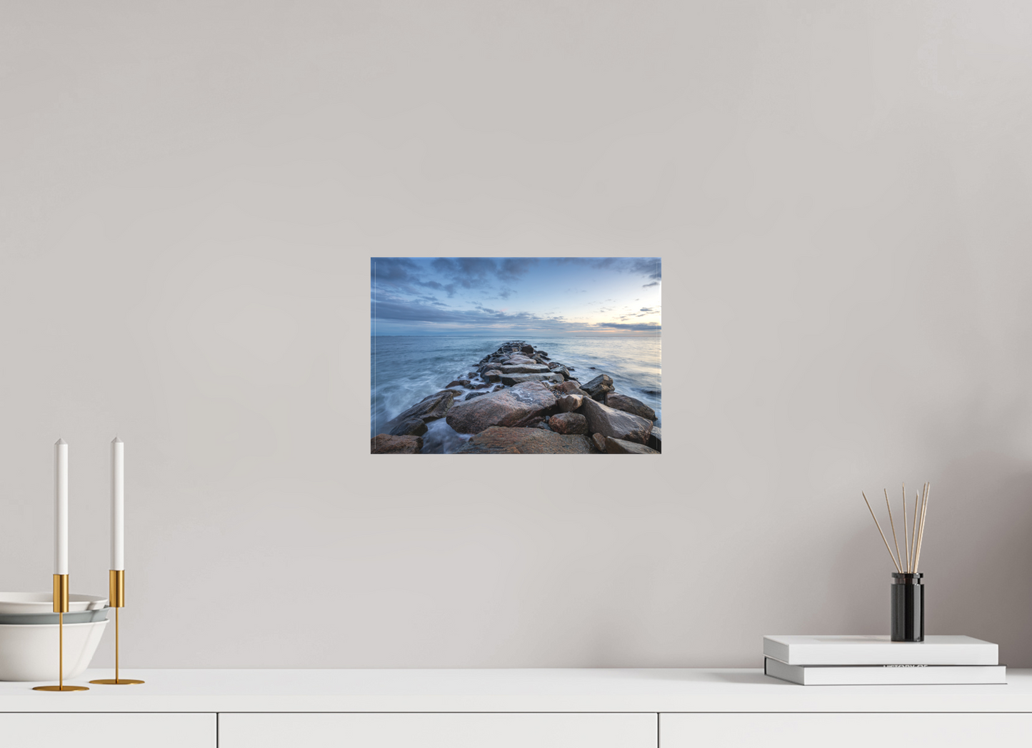 12 x 8″, Matte Canvas Print Roger Wheeler State Beach at Blue Hour