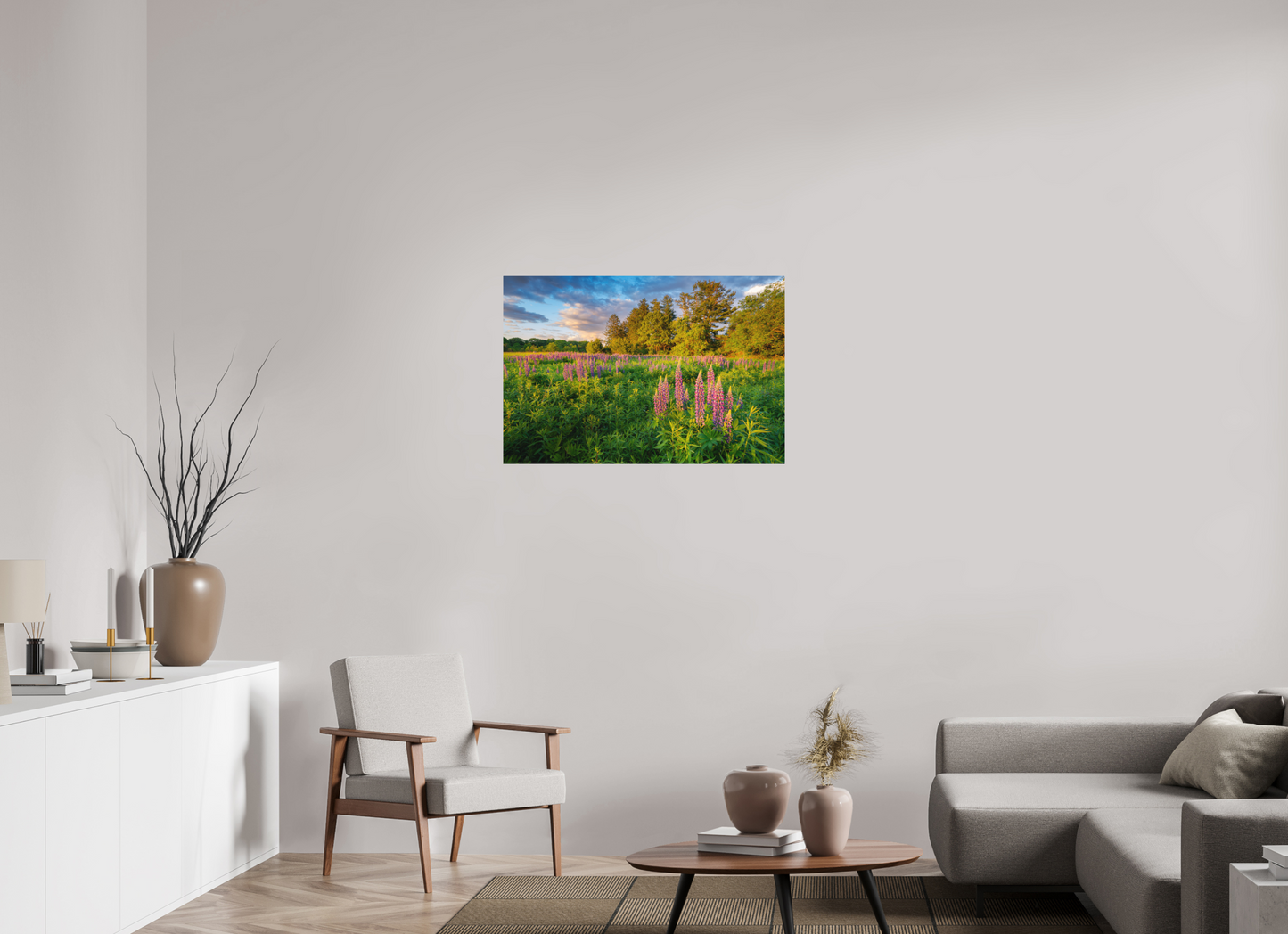 36 x 24″, Basic Matte Photo Print on Fuji Crystal DP II Paper Lupines at Golden Hour