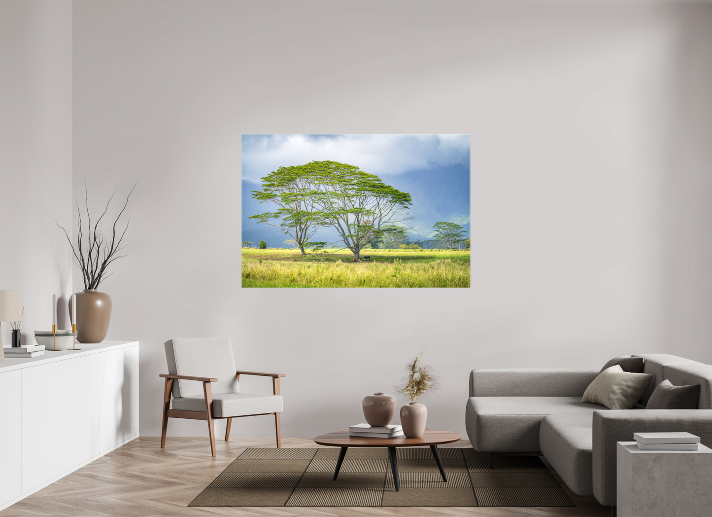 66 x 44″, Matte Canvas Print Savanna Trees of Kauai