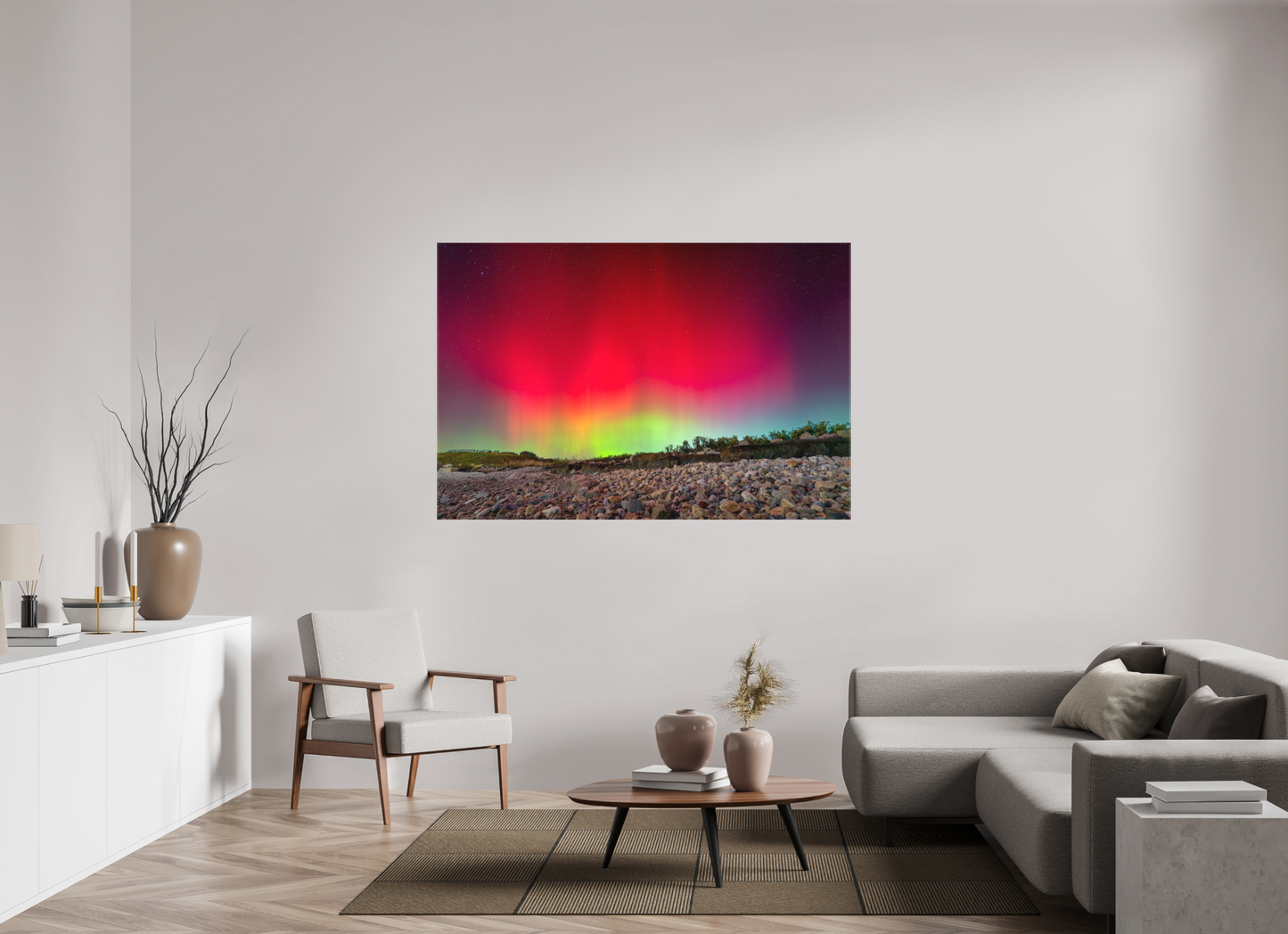 66 x 44″, Matte Canvas Print Aurora Borealis at Camp Cronin