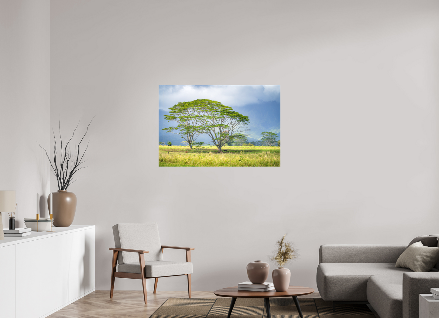 45 x 30″, Matte Canvas Print Savanna Trees of Kauai