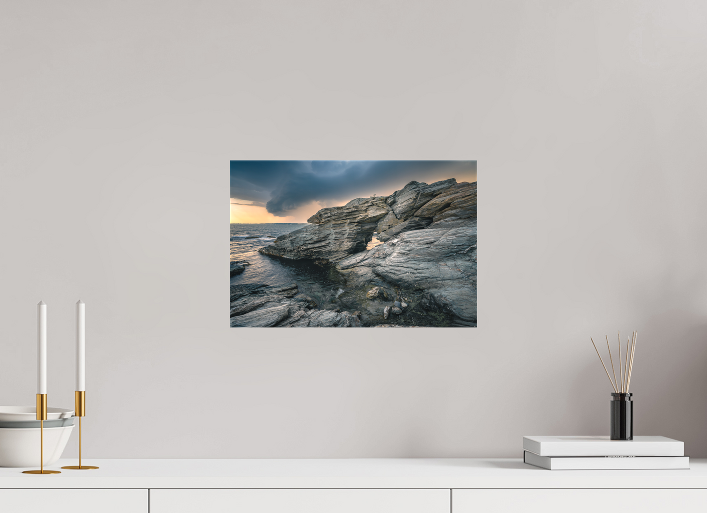 15 x 10″, Matte Canvas Print Thunderstorm Over Beavertail Arch