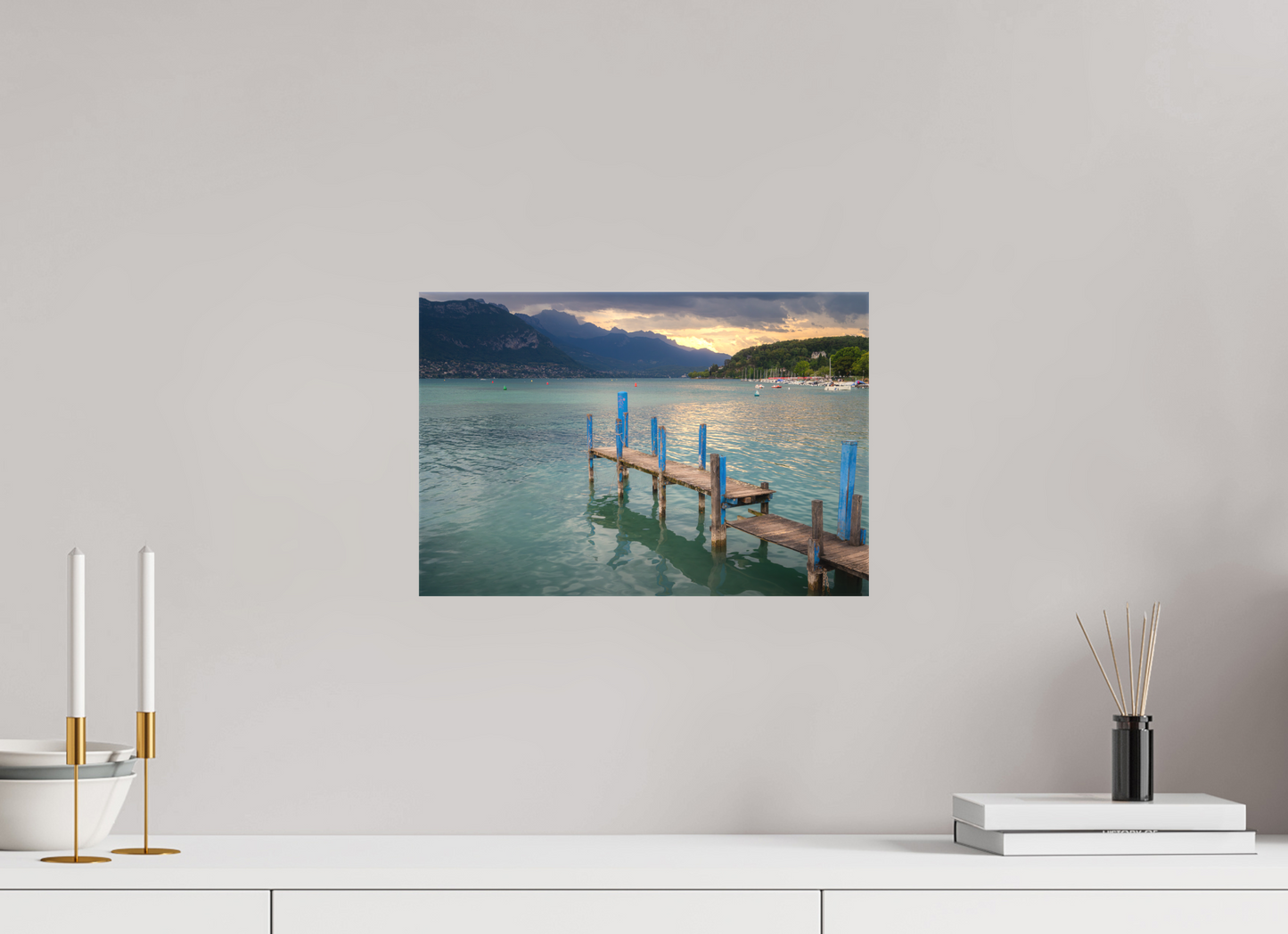 15 x 10″, Matte Canvas Print Thunderstorm over Lake Annecy