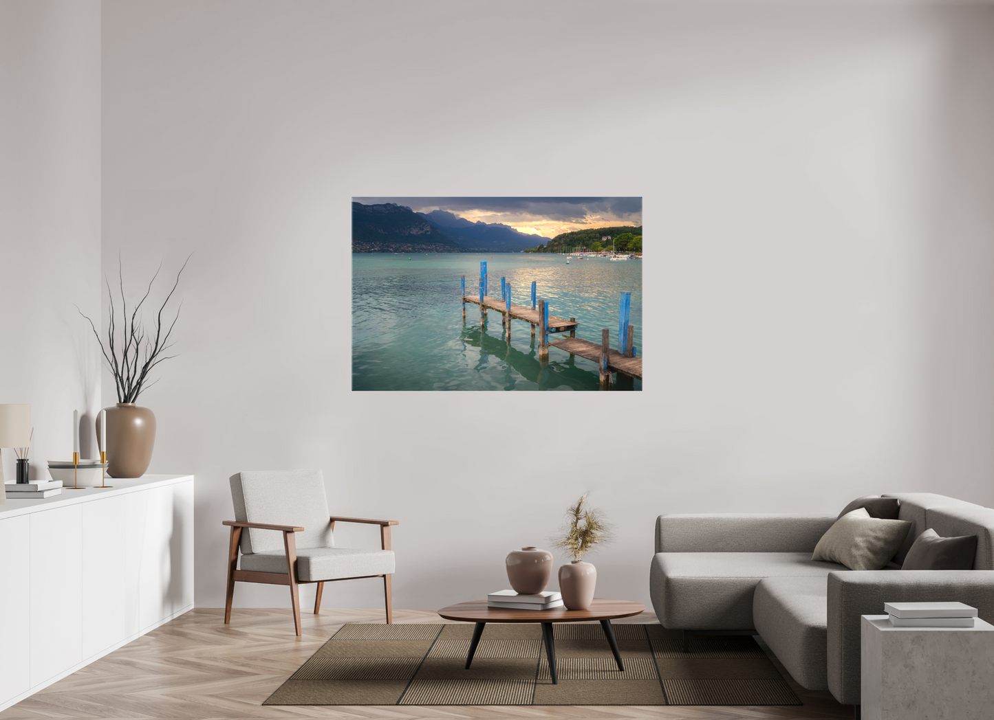 60 x 40″, Matte Canvas Print Thunderstorm over Lake Annecy