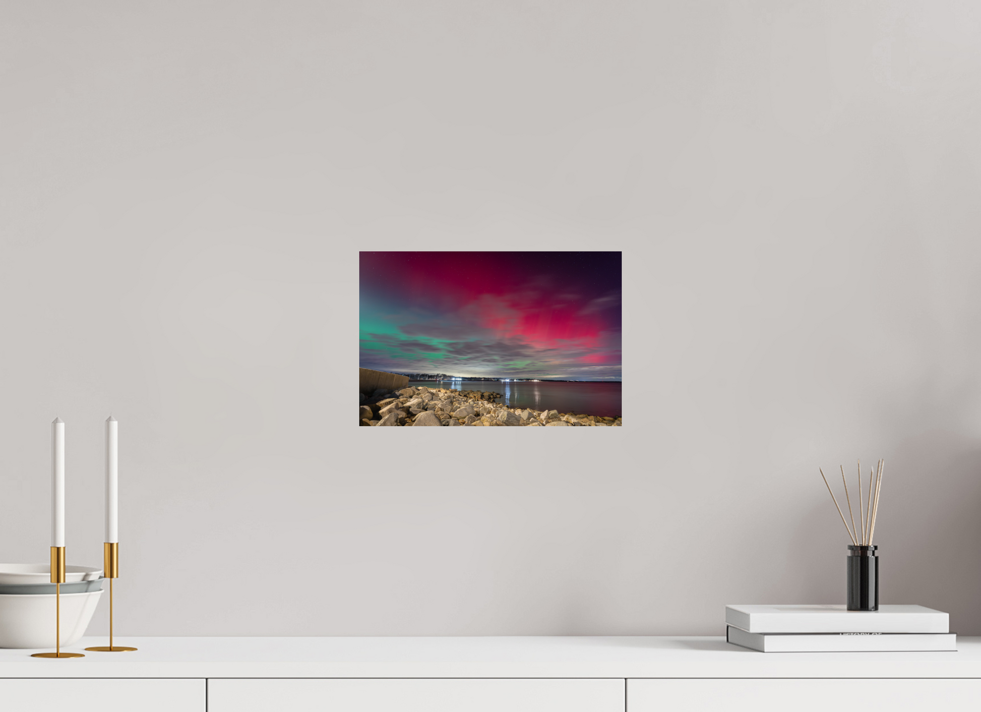 12 x 8″, Basic Photo Print on Fuji Crystal DP II Paper The Aurora Borealis over Narragansett Beach