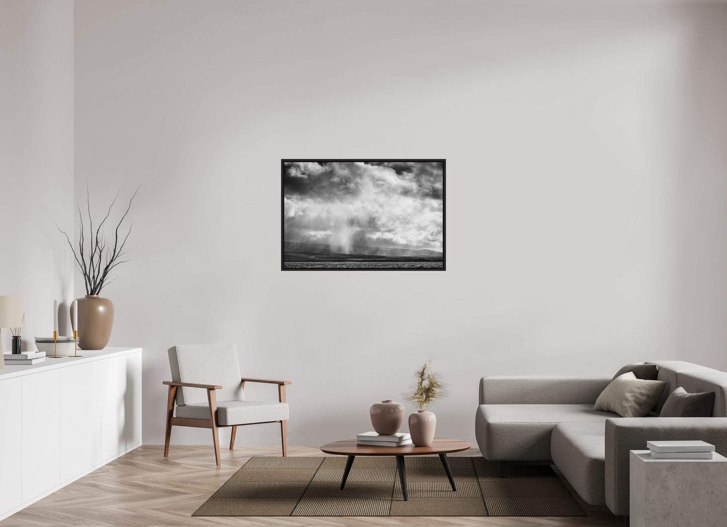 45 x 30″, ChromaLuxe HD Metal Print with Black Wood Floater Frame Rain Showers Along the Napali Coast