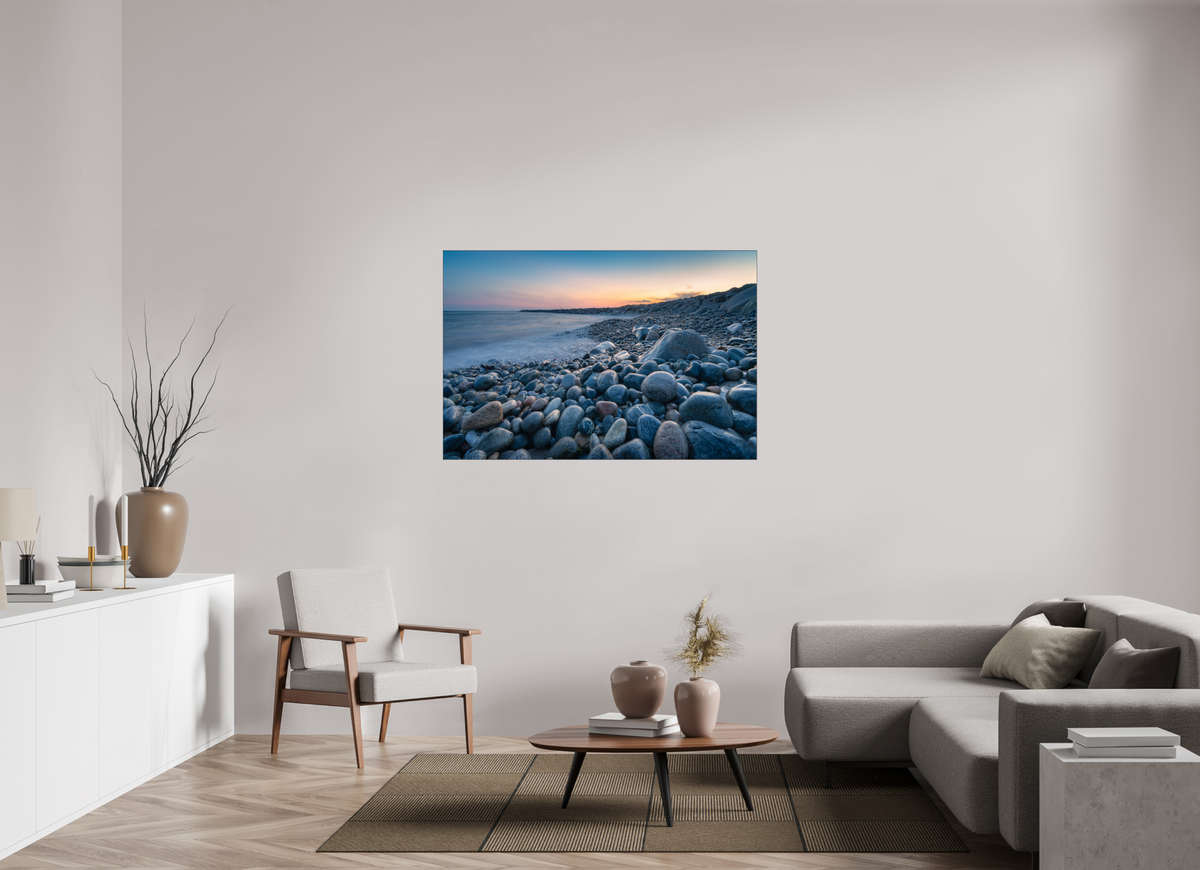 54 x 36″, Premium Photo Print under Acrylic Glass with Black Slimline Case A Sea of Pebbles at Camp Cronin