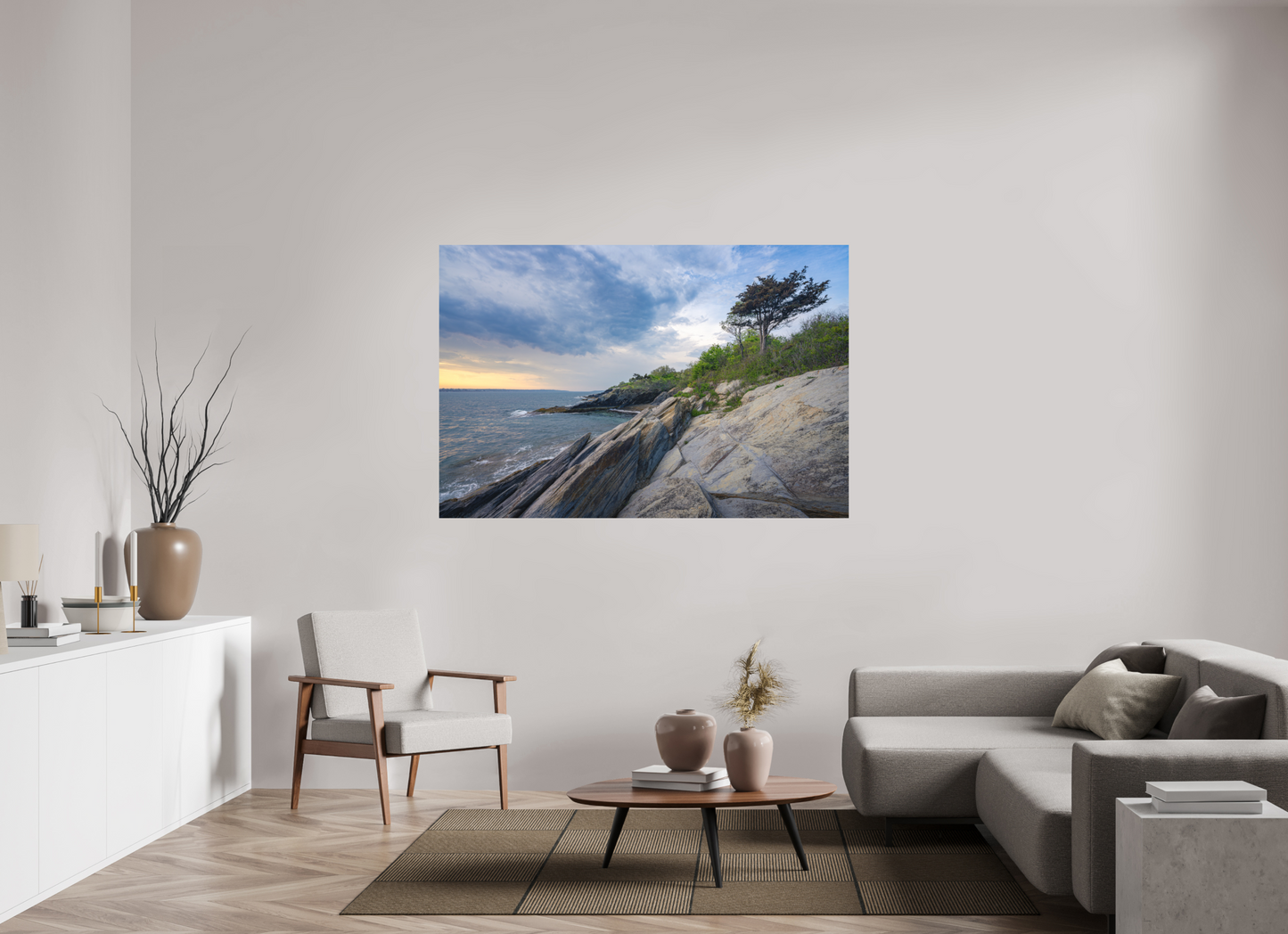 66 x 44″, Basic Matte Photo Print on Fuji Crystal DP II Paper Rain in the Distance at Beavertail