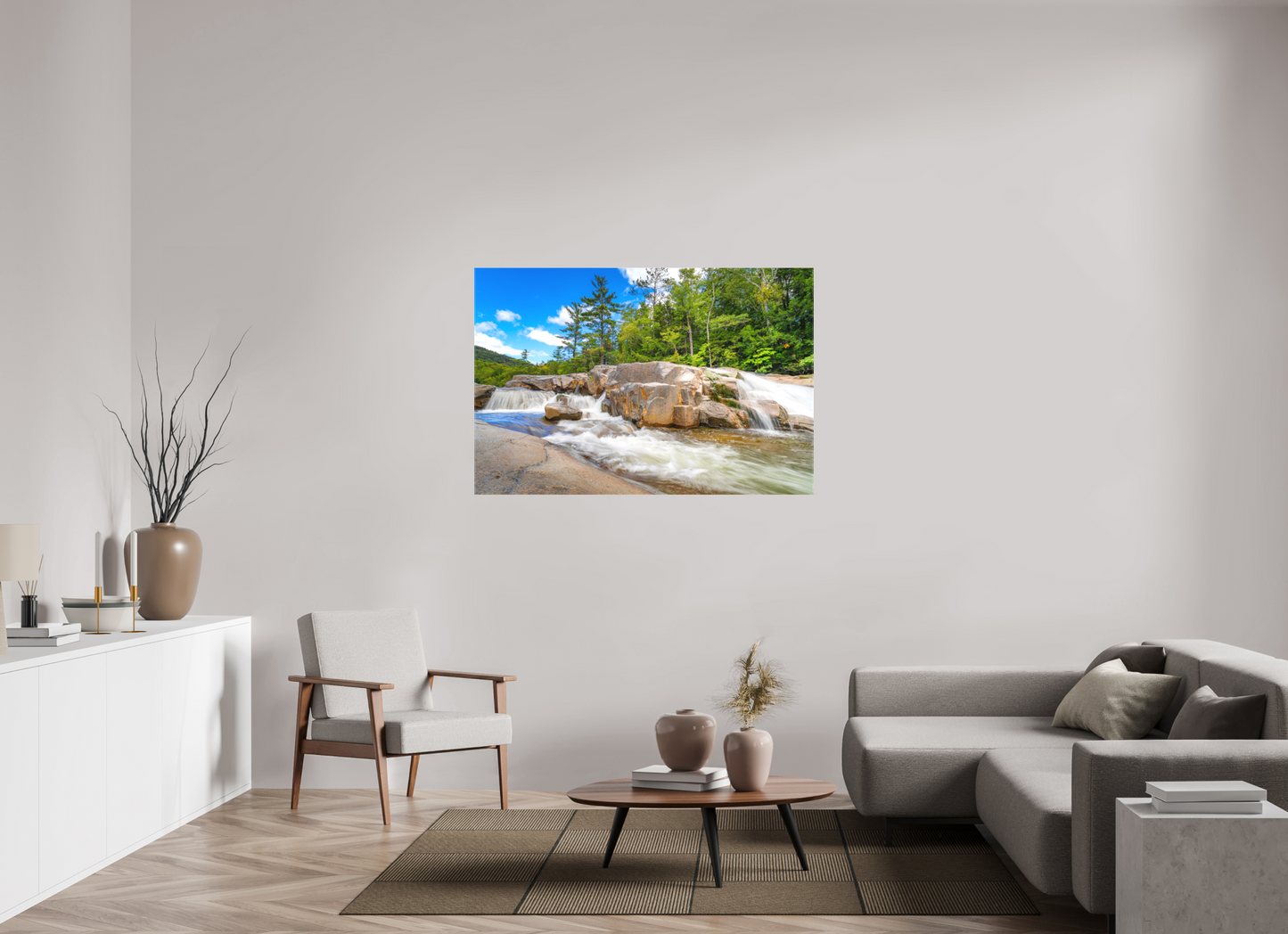 54 x 36″, Matte Canvas Print Kancamagus Waterfall