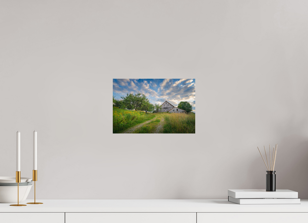 12 x 8″, Premium Metallic Effect Photo Print on Fuji Crystal Pearl Paper Countryside Barn